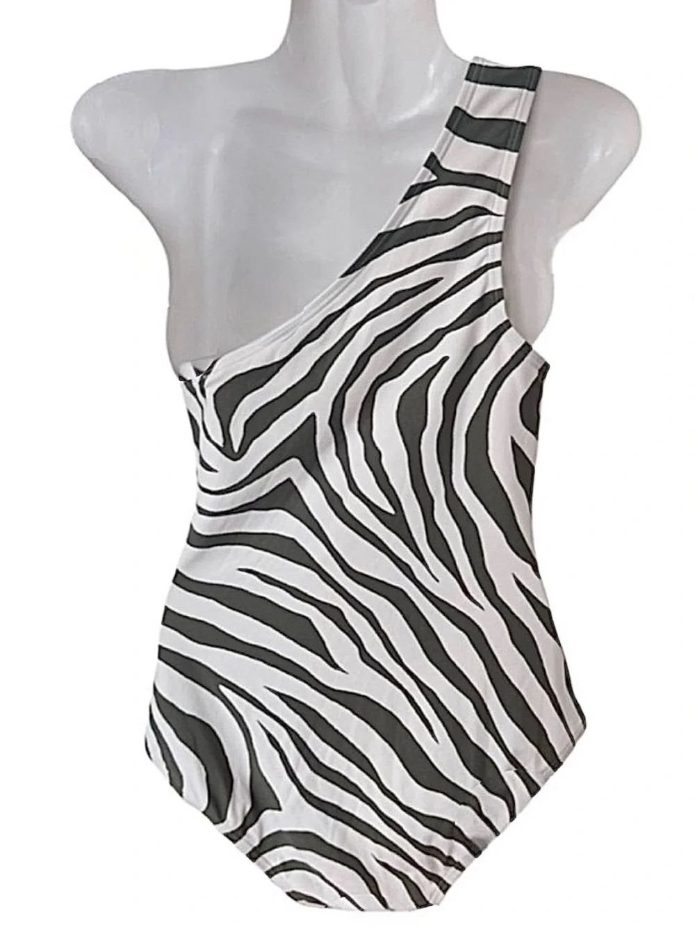 Michael Kors Women's Zebra Print One-Shoulder One Piece Swimsuit Size 10